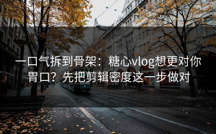 一口气拆到骨架：糖心vlog想更对你胃口？先把剪辑密度这一步做对